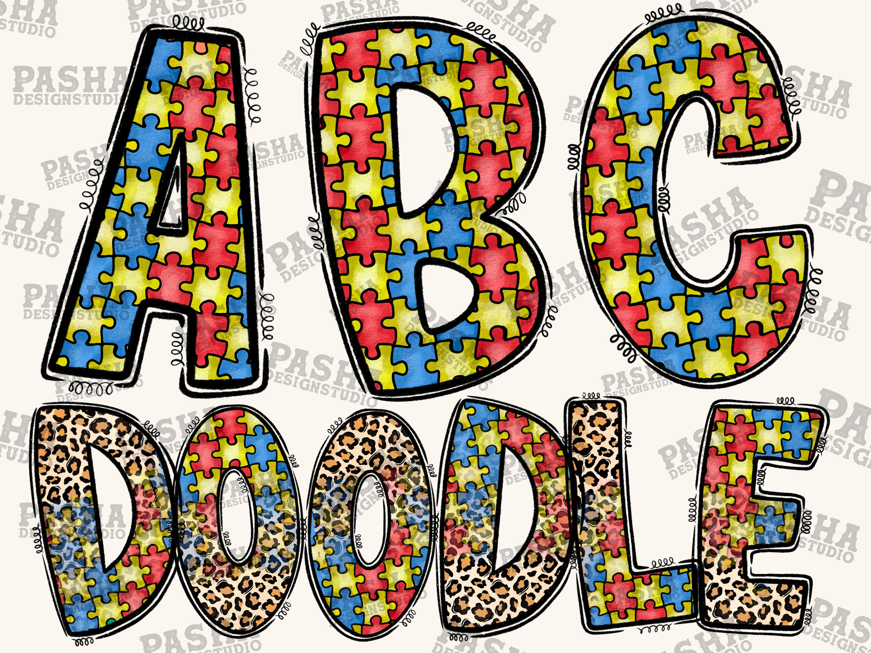 Autism Font Png Alphabet Sublimation Designs Autism Alphabet Etsy