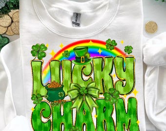 St. Patrick's Lucky Charm Png, Glitter Shamrock Coquette Bow Png, St Patrick's Day Png, Shamrock Png, Retro Patrick's Png, Irish Day Png