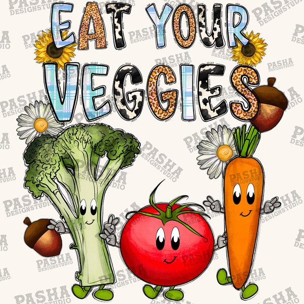 Eat your Veggies Png Sublimation Farmers Market, Retro, Lettuce, Carrot, Tomatoes, Vegan, Vegan Design, Sublimation Design,Digital Download