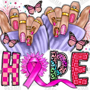 Hope Cancer Nails Png ,hope Breast Cancer Awareness Png, Nail Artists Png,afro Nail Tech Png