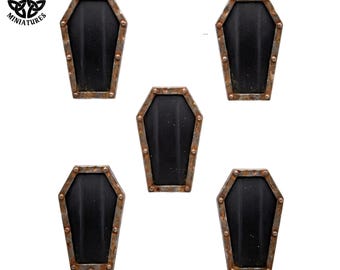 Blank Coffin Shields | 28mm and 32mm Resin Bits | Fantasy Miniature Accessories | Tabletop RPG & Wargaming