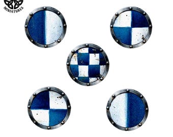 Onberispelijke ronde schilden | 28 mm en 32 mm harsonderdelen | Fantasy miniatuuraccessoires | Tabletop RPG & Wargaming