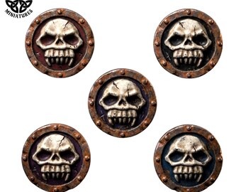 Vampire Skull Shields | 28mm and 32mm Resin Bits | Fantasy Miniature Accessories | Tabletop RPG & Wargaming