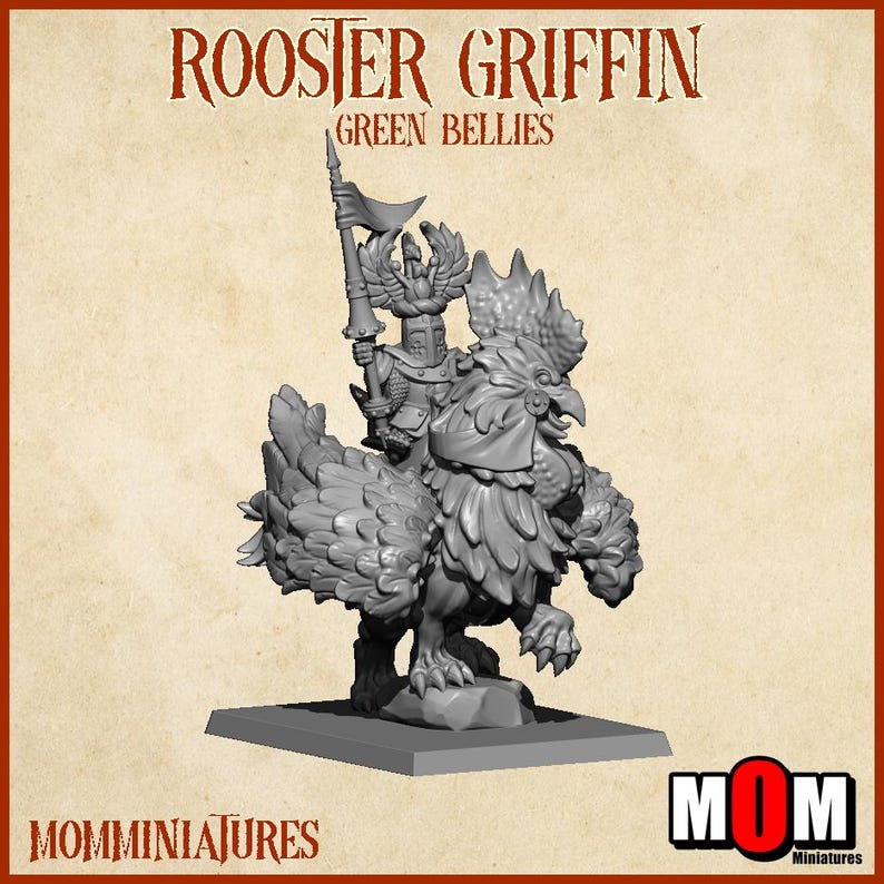 Halfling Captain on Rooster Griffin 28mm & 32mm Scale Tabletop ...