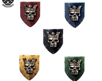 Skull and Crown Shields | 28mm and 32mm Resin Bits | Fantasy Miniatures | Tabletop RPG & Wargaming