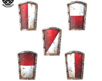 Men-At-Arms Shields 2 | 28mm and 32mm Resin Shield Bits | Fantasy Miniatures | Tabletop RPG & Wargaming