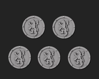 Ronde leeuw schilden