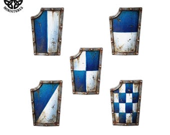 Men-at-Arms Shields 1 | 28mm and 32mm Resin Bits | Fantasy Miniature Accessories | Tabletop RPG & Wargaming