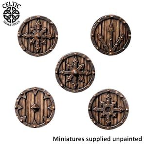 Barbarian Round Shields | 28mm and 32mm Resin Bits | Fantasy Miniature Accessories | Tabletop RPG & Wargaming