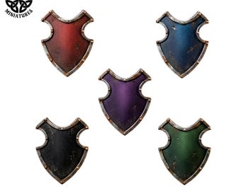 Fantasy Schildjes | 28 mm en 32 mm Hars Schildonderdelen | Fantasy Miniatuur Accessoires | Tabletop RPG & Wargaming