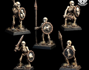 Guerriers squelettes | Guerriers fantastiques en résine de 28 mm et 32 mm | Jeu de rôle sur table | Jeux de guerre | Non peints