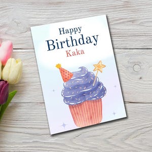 Joyeux anniversaire Kaka, carte de voeux - conception de petit gâteau d'anniversaire mignon, téléchargement numérique, carte d'anniversaire, gujarati