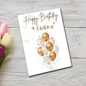 Joyeux anniversaire, Faiba, carte de voeux - conception élégante de ballons d'anniversaire, téléchargement numérique, carte d'anniversaire, gujarati