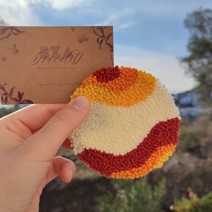 Mug Rug, Punch Needle Coaster, Handmade Mug, Drink Coaster, Tufted Coasters, Housewarming Gift, Boho Handmade, Punch, Kitchen And Dining