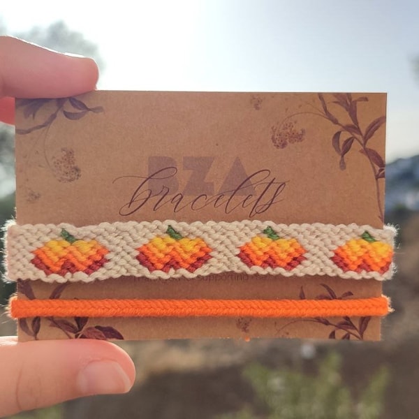 Pumpkin Bracelet Set, Friendship Bracelet, Handmade String Bracelet, Macrame Knotted,Hippie, Handwoven, Boho, Surfer Anklet, Braided