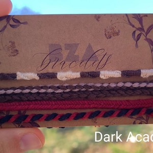 Dark and Light Academia Bracelet Sets, Handmade String Bracelet, Friendship Bracelet, Macrame Knotted Bracelet, Handwoven, Anklet, Braided