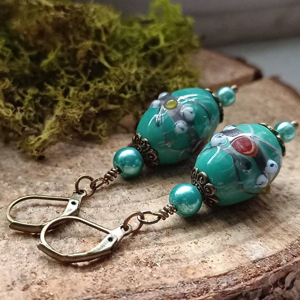 Vintage Ohrhänger mit Lampwork Perlen