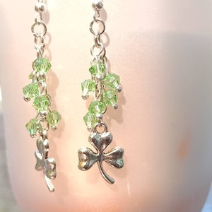 Earrings Earrings Silver green with cloverleaf
