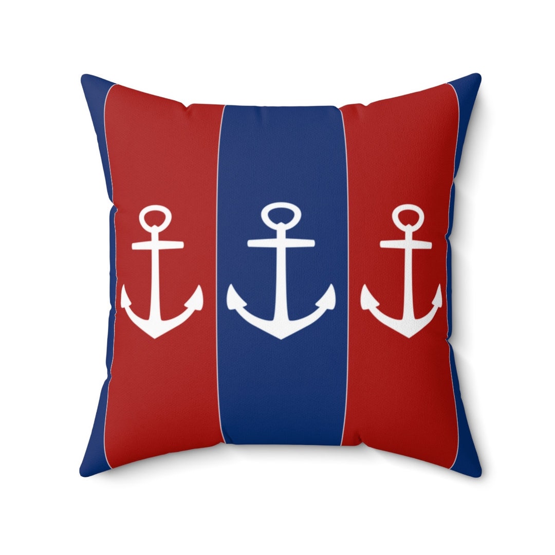Red White & Blue Anchor Indoor Decorative Pillow Cover Etsy