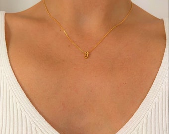 Cursive Letter Necklace, Lowercase Initial Necklace, Personalized Initial Necklace, Handwriting Initial Necklace, 14K Gold Initial Necklace