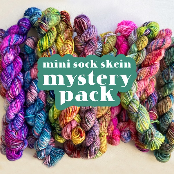 Mystery Sock Mini Set | Set of 5 Hand Dyed Mini Sock Skeins 20g each | Superwash Merino & Nylon Fingering Minis Set