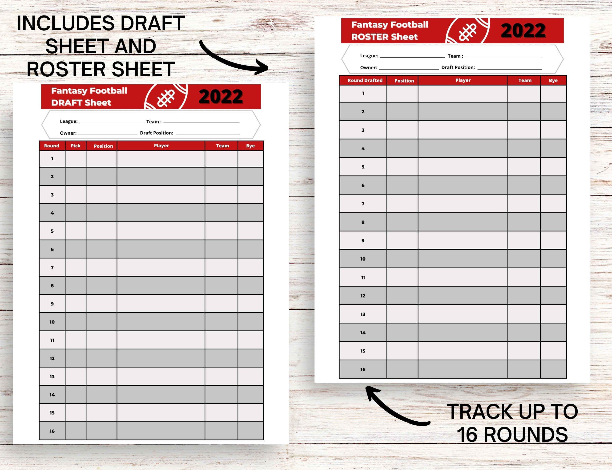 Fantasy Football Printable Roster Sheets - Printable Word Searches