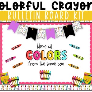 DIVERSITY Crayon Colorful Bulletin Board Kit | Colorful Classroom Decorations | Unity Classroom decor | You belong here | Spread Kindness