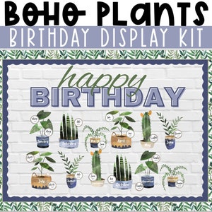 Boho Plants Classroom Birthday Display | Plant Theme Classroom Decor | Modern Classroom | Class Birthday Board | Editable Birthday Display