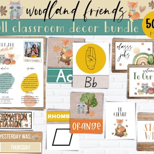 Woodland Animals Editable CLASSROOM DECOR Bundle | Elementary Classroom Decor | Modern Classroom Decor | Animal DIY Classroom Decor Bundle