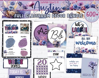 Paquete de decoración de aula editable con motivos florales de Moody / Decoración de aula de primaria / Decoración de aula moderna / Decoración de aula floral estilo boho / Decoración DIY