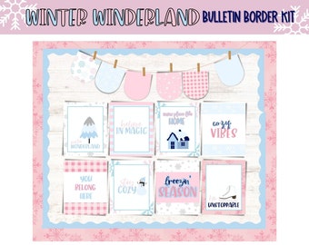 Winter Bulletin board kit printable. Snowman classroom decor. January bulletin board kit. Classroom posters. Hello Winter bulletin.