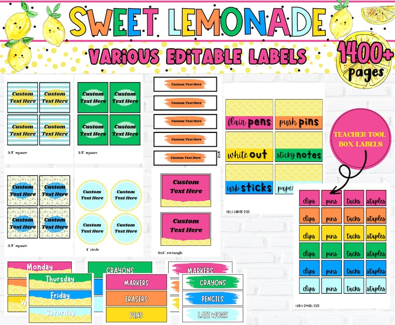 Lemon Theme Editable CLASSROOM DECOR Bundle | Elementary Classroom ...