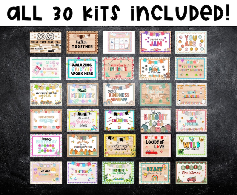 Printable Bulletin Board Bundle of 30 Kits. Holiday Bulletin Board Kit. DIY Classroom Decor