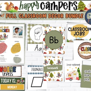 Summer Camp Theme CLASSROOM DECOR Bundle | Elementary Classroom Decor | Modern Classroom Decor | Nature Classroom Decor | Summer Decor