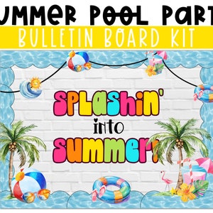 Bright Summer Pool Party Editable Bulletin Board Kit | Elementary Classroom Decor | DIY Class Decorations | Printable Kits for Classrooms
