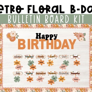 Retro Classroom Birthday Display | Rustic Boho Classroom Decor | Modern Classroom Decor | Class Birthday Board | Editable Birthday Display