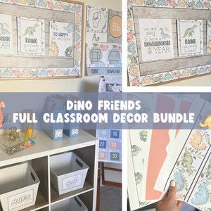 Dinosaur Editable CLASSROOM DECOR Bundle | Elementary Classroom Decor | Modern Classroom Decor | Boho Dino Classroom Decor | Dinosaur Decor