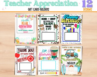 Gift Card Holders for Teacher Appreciation. Easy Teacher Bulk Gift Idea. DIY Teacher Gift. Teacher Appreciation Printable. Print Instantly