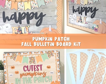 Kit de tablero de anuncios de otoño con temática boho de Pumpkin Patch / Tablero de anuncios de otoño / Decoración de aula con temática boho de calabaza / Tablero de anuncios de otoño / Aula con temática de otoño