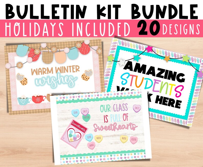 Printable Bulletin Board Bundle of 20 Kits. Holiday Bulletin Etsy