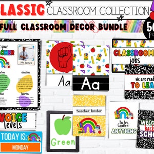 Primary Classroom Editable CLASSROOM DECOR Bundle | Elementary Classroom Decor | Modern Classroom Decor | Classic Primary Classroom Decor