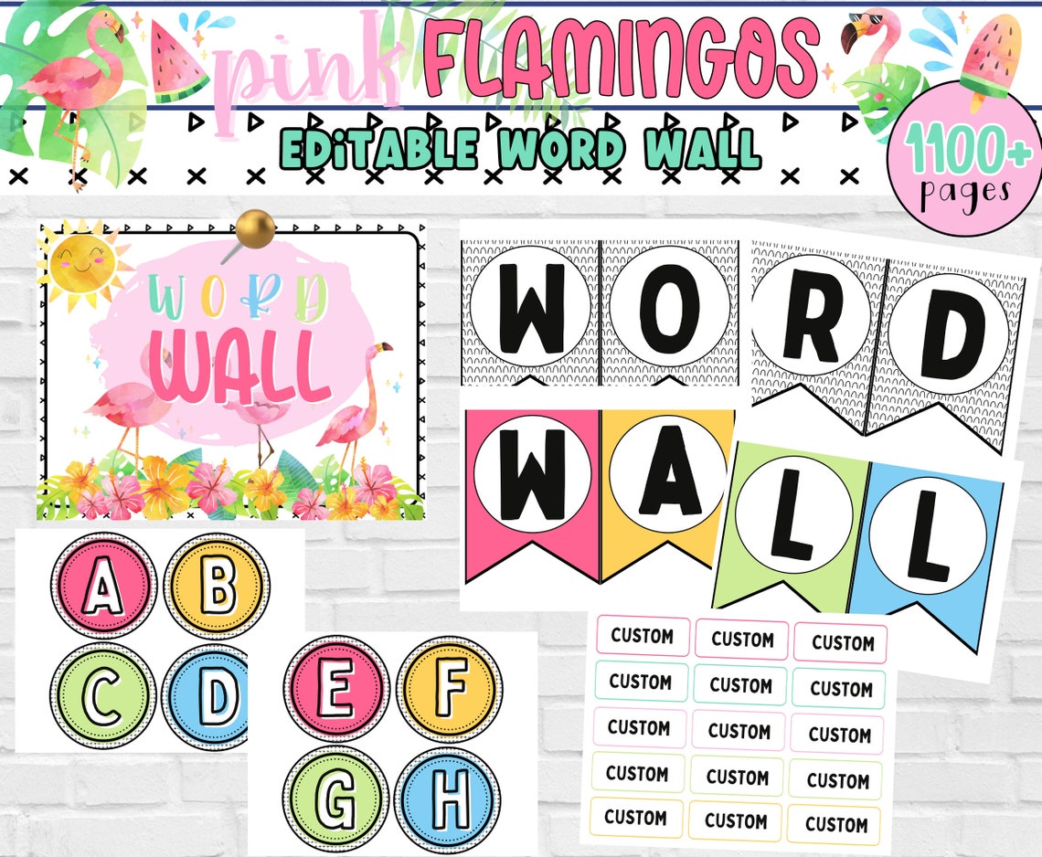 Flamingo Summer Theme Editable CLASSROOM DECOR Bundle | Elementary ...