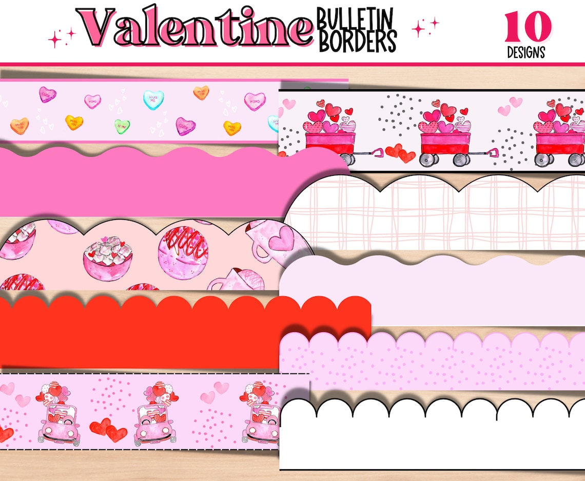 PRINTABLE Valentine Bulletin Board Borders. Printable Classroom Borders ...