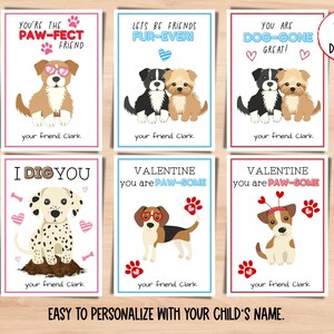 Cartes de Saint-Valentin imprimables pour chiot. Cartes modifiables de la Saint-Valentin pour chiots. Cartes DIY personnalisées pour la Saint-Valentin pour étudiants