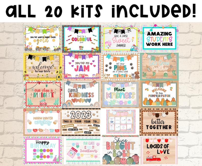 Printable Bulletin Board Bundle of 20 Kits. Holiday Bulletin Etsy