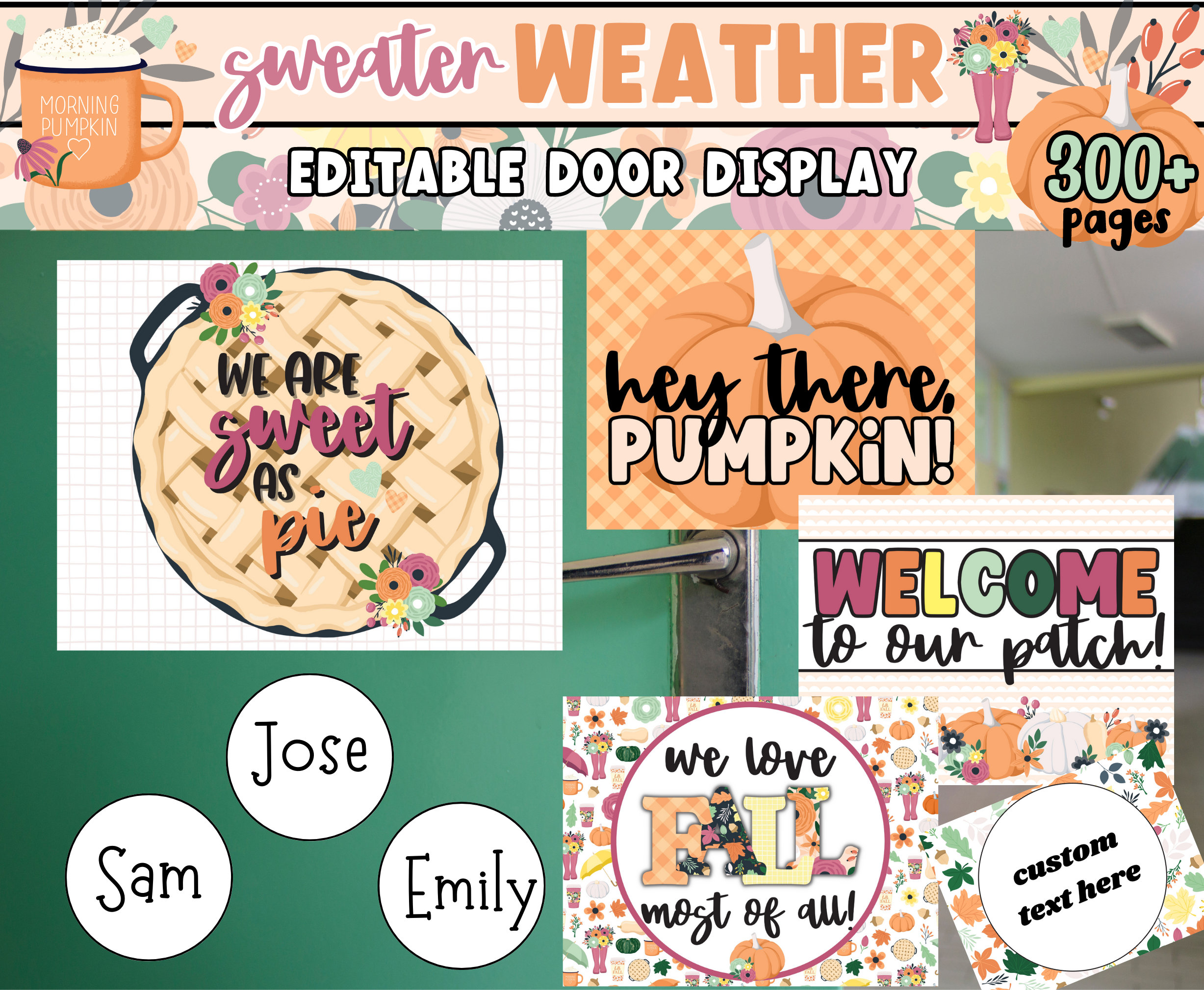 Pastel Pumpkin Fall Theme Editable Classroom Decor Bundle | Fall Slides ...