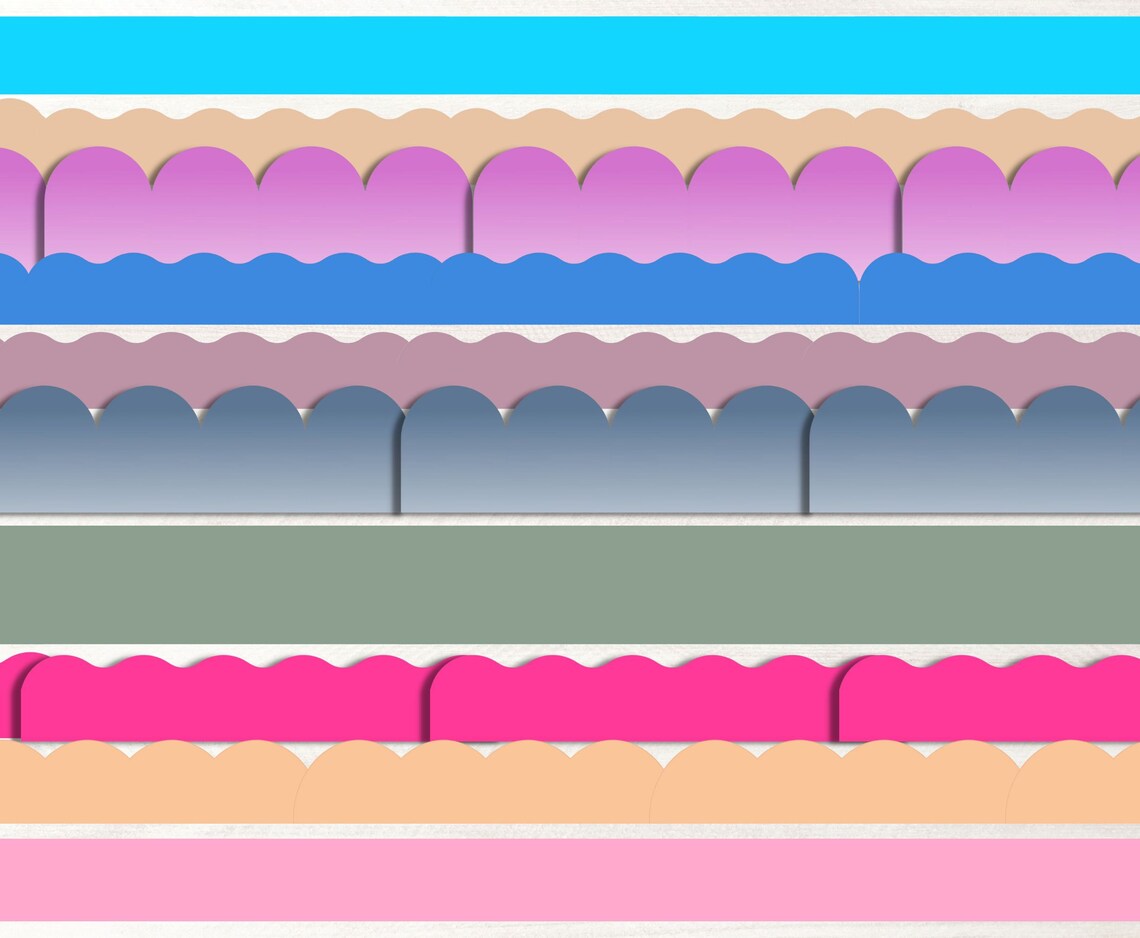 Solid Bulletin Board Borders Bundle. 55 COLORS Modern Printable ...
