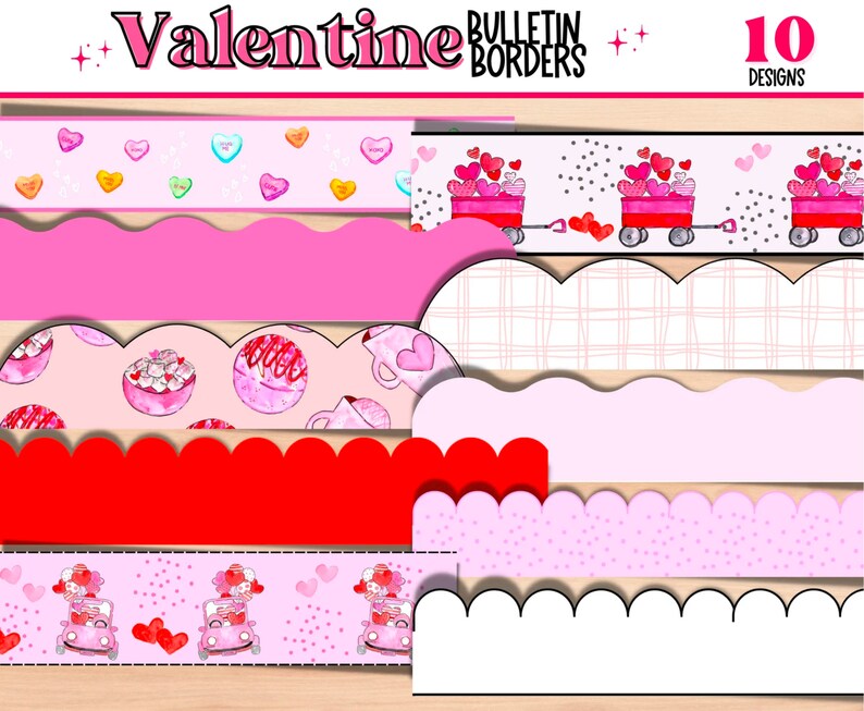 Valentine Bulletin Board Kit Printable. Heart Day Classroom Decor ...