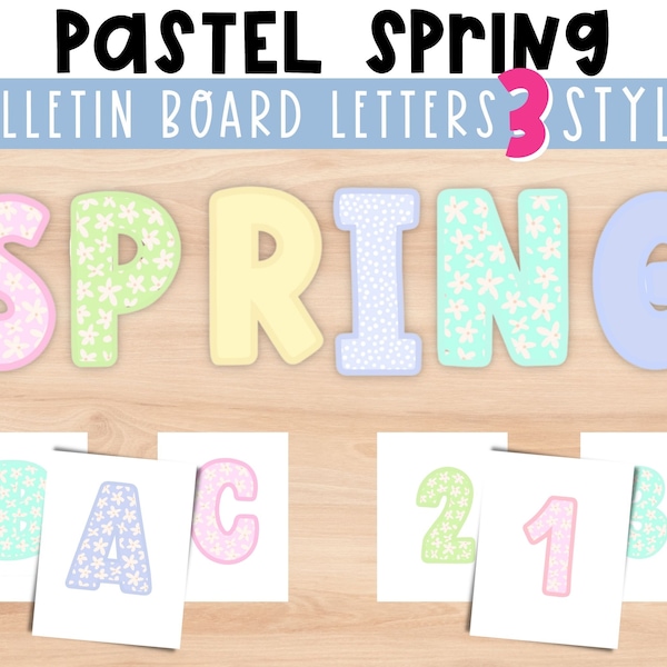 Spring Pastel Bulletin Letters | Large bulletin Letters | Flower Classroom Decor. Bright Spring Bulletin borders | Easter Bulletin Idea