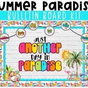 Bright Summer Paradise Editable Bulletin Board Kit | Elementary Classroom Decor | DIY Class Decorations | Printable Kits for Classrooms